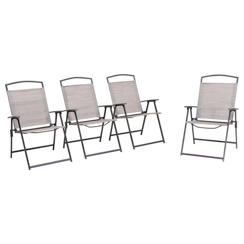 4pc Patio Folding Chairs - Beige - Crestlive Products