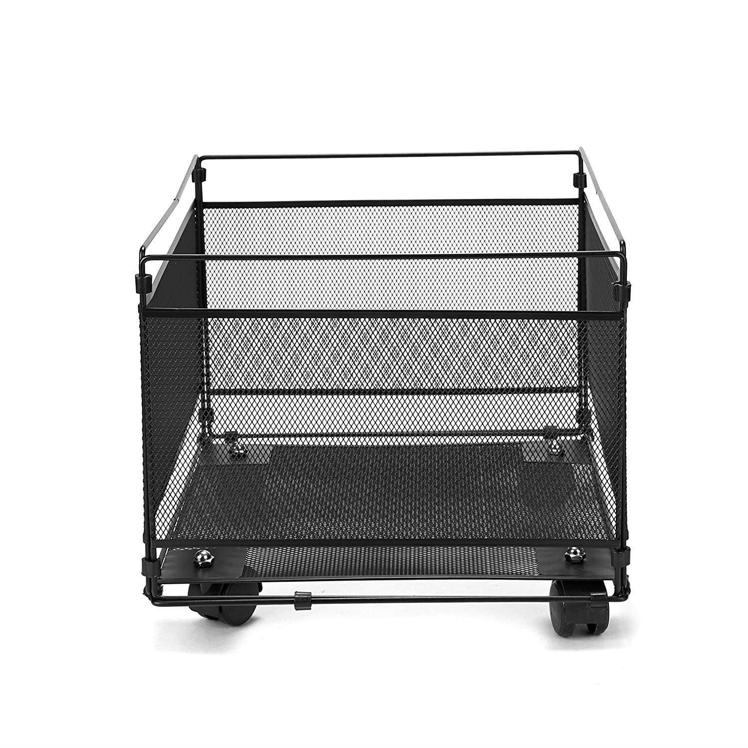 Mind Reader FILEROLL-BLK Portable Rolling Metal Mesh Box File, Document, Folder Sorter Organizer, Black