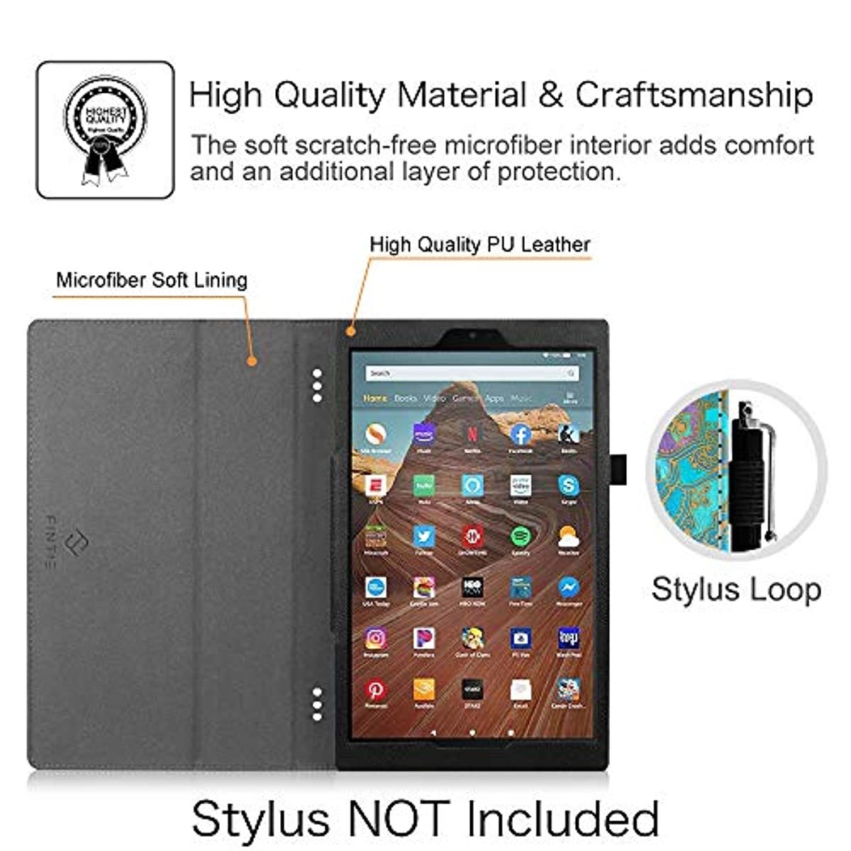 Fintie Folio Case for All-New Amazon Fire HD 10 Tablet (Compatible with 7th and 9th Generations, 2017 and 2019 Releases) - Premium PU Leather Slim Fit Stand Cover with Auto Wake/Sleep, Shades of Blue