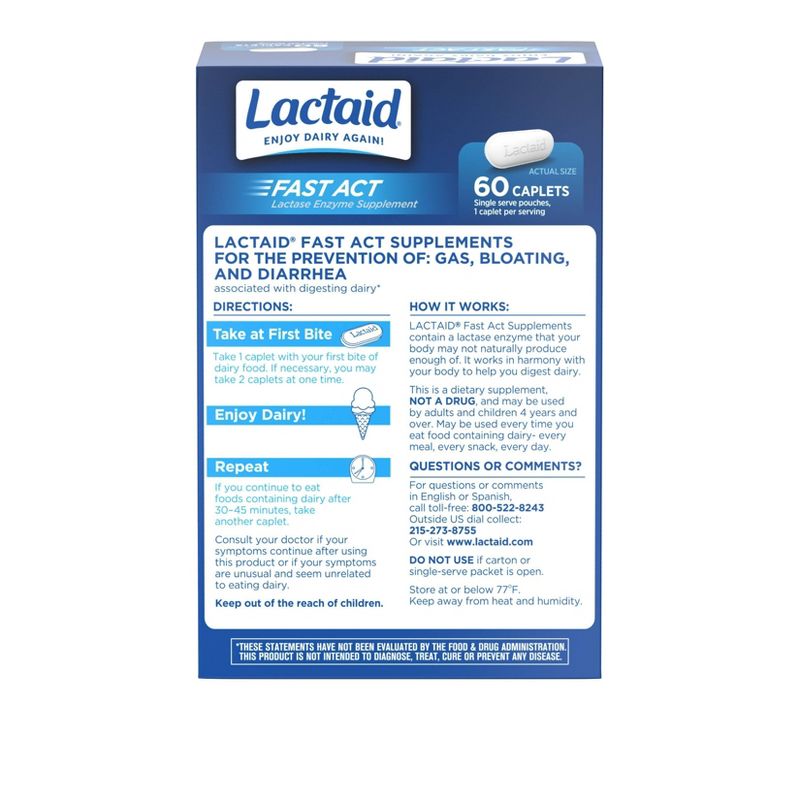 Lactaid Fast Act Lactose Intolerance Caplets - 60pk