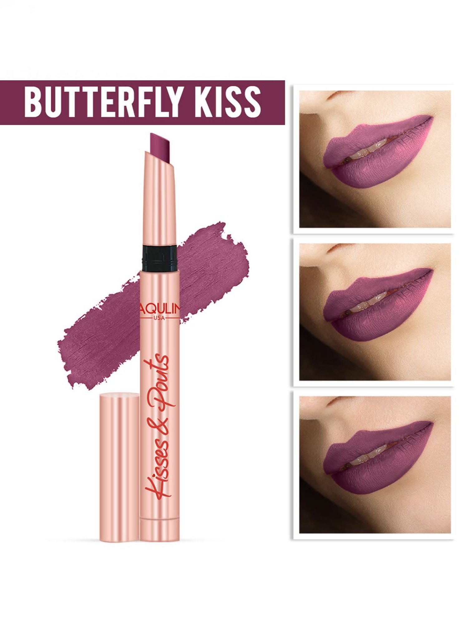 Jaquline USA Kisses & Pouts Transfer Proof Matte Lipstick Butterfly Kiss - 1.4 gm