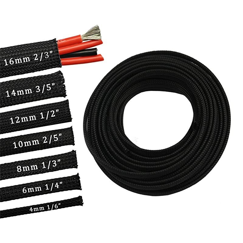 PET Expandable Sleeving Flexo Wire Cable Sleeve 13 Grass GreenBlack