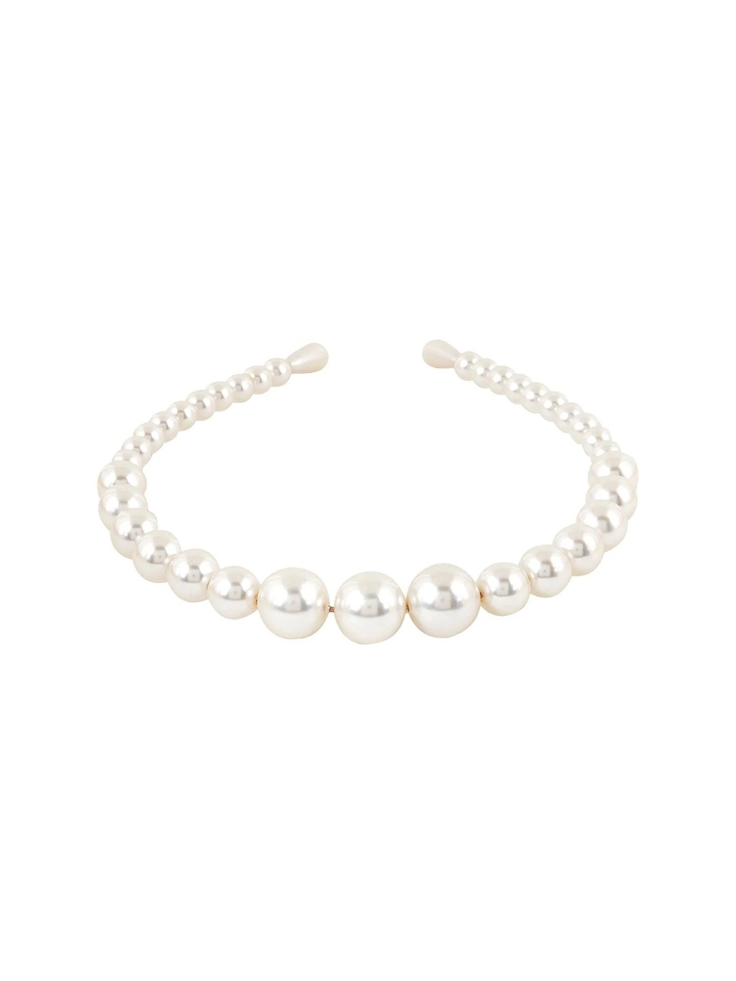 OOMPH White Pearls Wedding Hair Band
