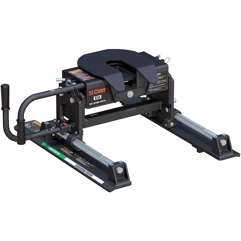 CURT 16516 E16 5th Wheel Slider Hitch for Short Bed Trucks 16,000 pounds, Black