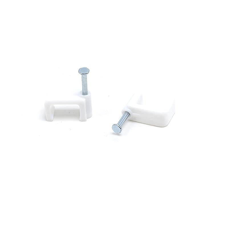 Twin or Siamese Coaxial Cable Clips Cat6 Electrical Wire Cable Clip 12 in Nail Clip and Fastener White 50 Pieces per Bag
