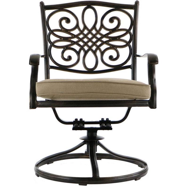 Hanover Traditions 9-Piece Square Dining Set with Eight Swivel Dining Chairs and a Large Dining Table - 60" x 60"