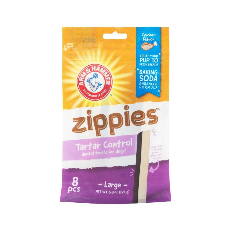 Arm & Hammer Zippies Chicken Flavor Large Dental Dog Treats - 8ct