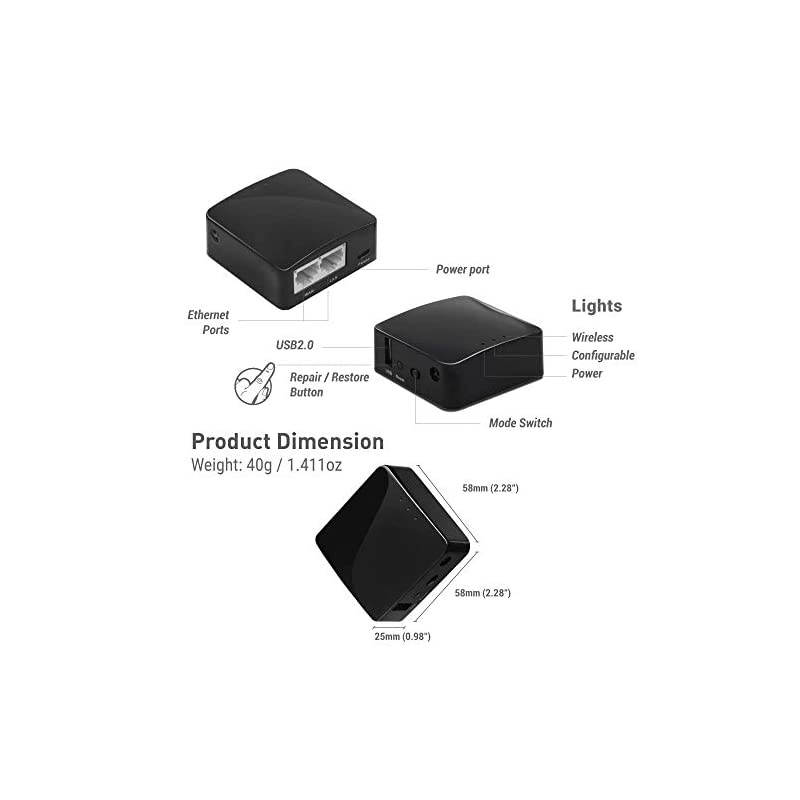 GL-AR300M Mini VPN Travel Router, Wi-Fi Converter, OpenWrt Pre-Installed, Repeater Bridge, Hotspot, 300Mbps High Performance, 128MB Nand Flash, 128MB RAM, OpenVPN, Programmable IoT Gateway