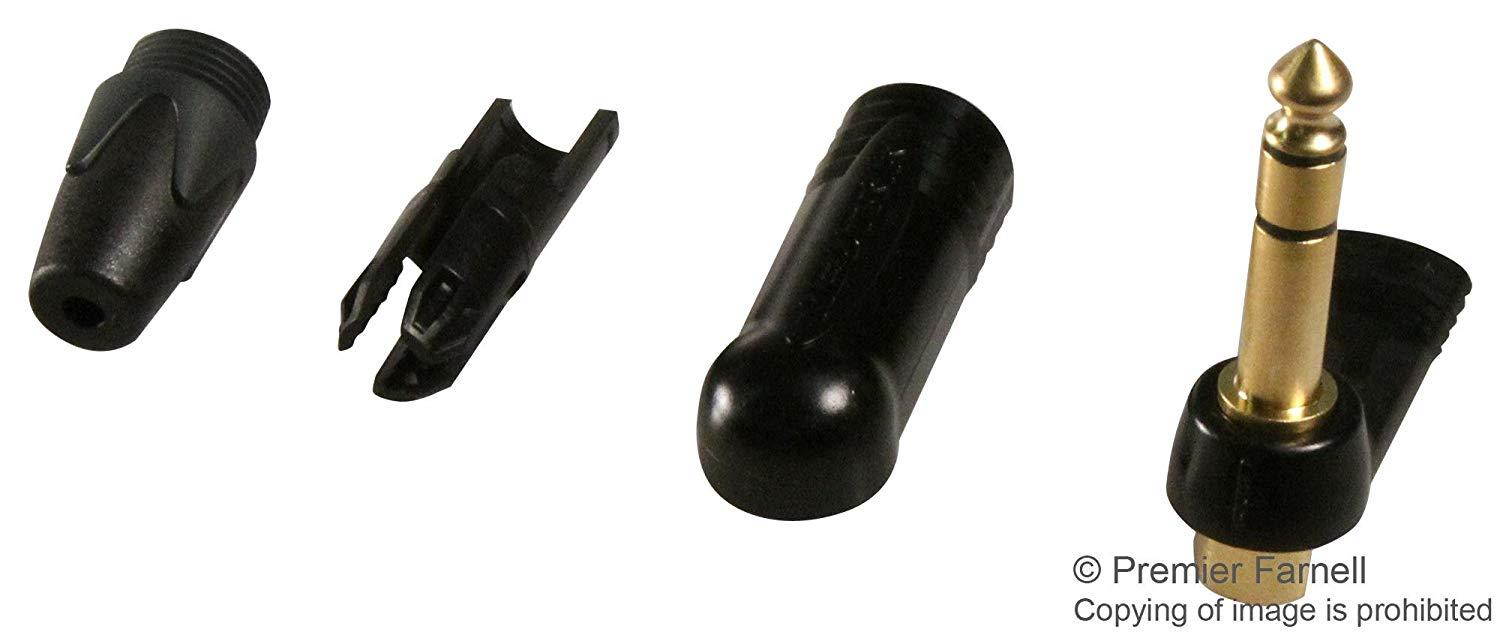 NP3RX-B - Phone Audio Connector, 3 Contacts, Plug, 6.35 mm, Cable Mount, Gold Plated Contacts, Zinc Body