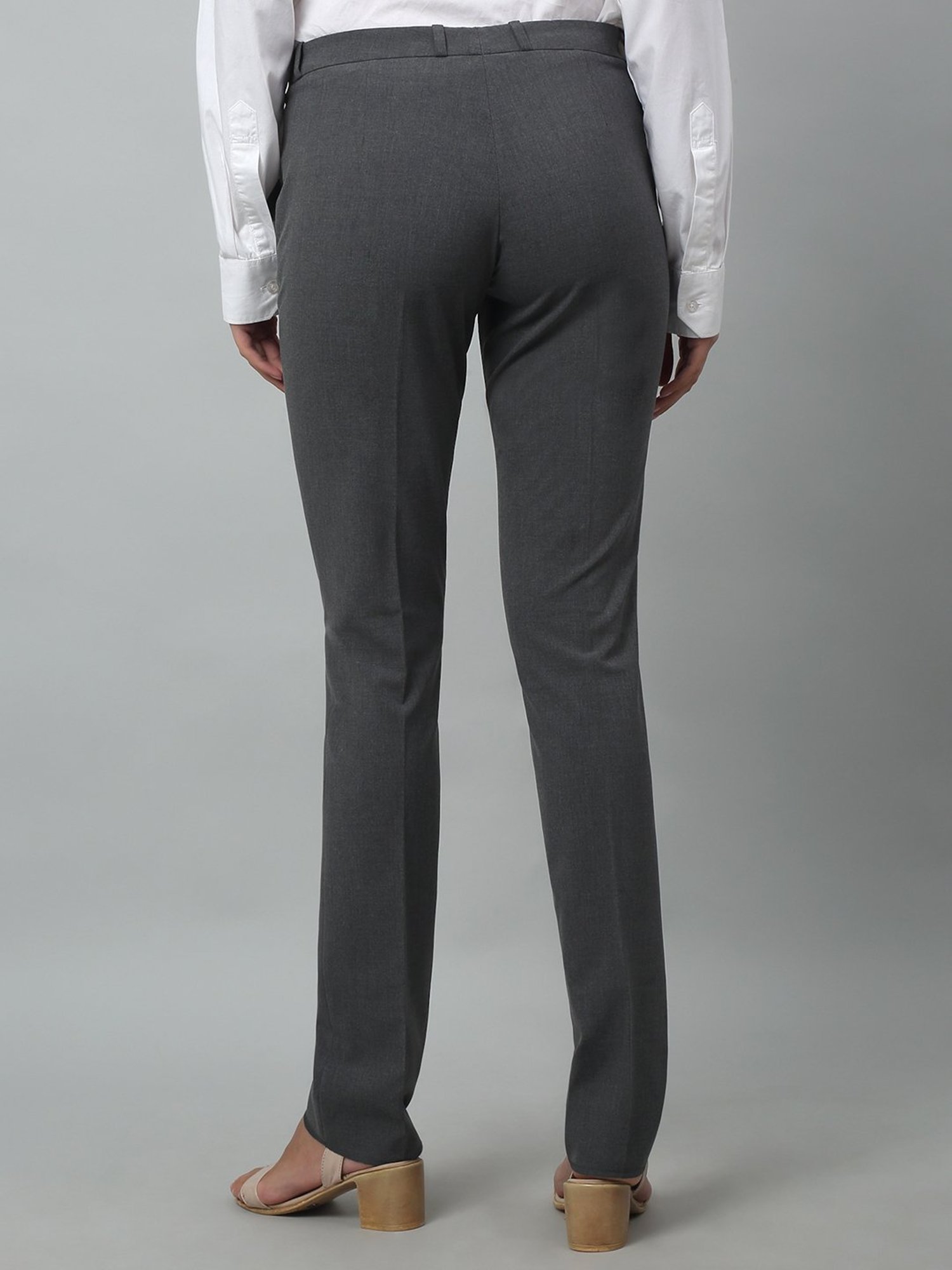 Crozo By Cantabil Grey Regular Fit Regular Fit Mid Rise {length_(refer_lov_list)} Trousers