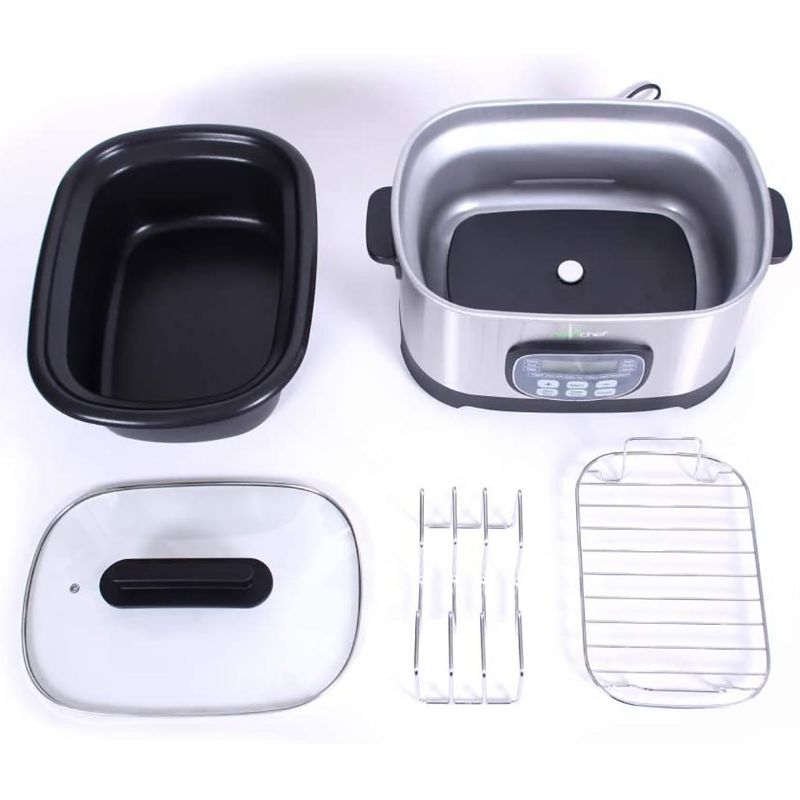 Crock-Pot SCCPVMC63SJ Multi Function Large 6 Quart Capacity 3-in-1 Home Food Cooker Convenient Kitchen Appliance, Stainless Steel