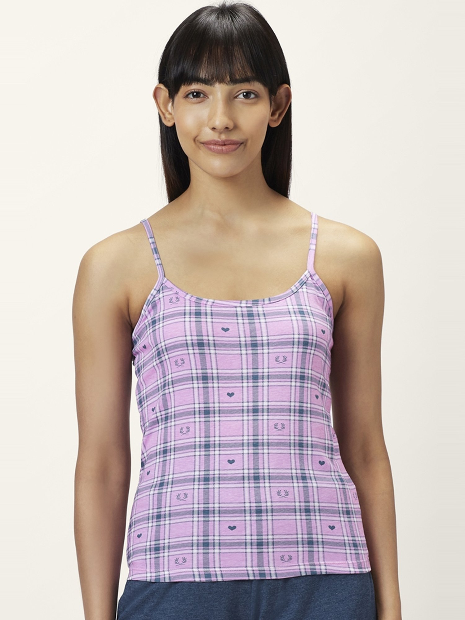 Dreamz by Pantaloons Pink & Purple Cotton Printed Camisoles - Pack Of 2