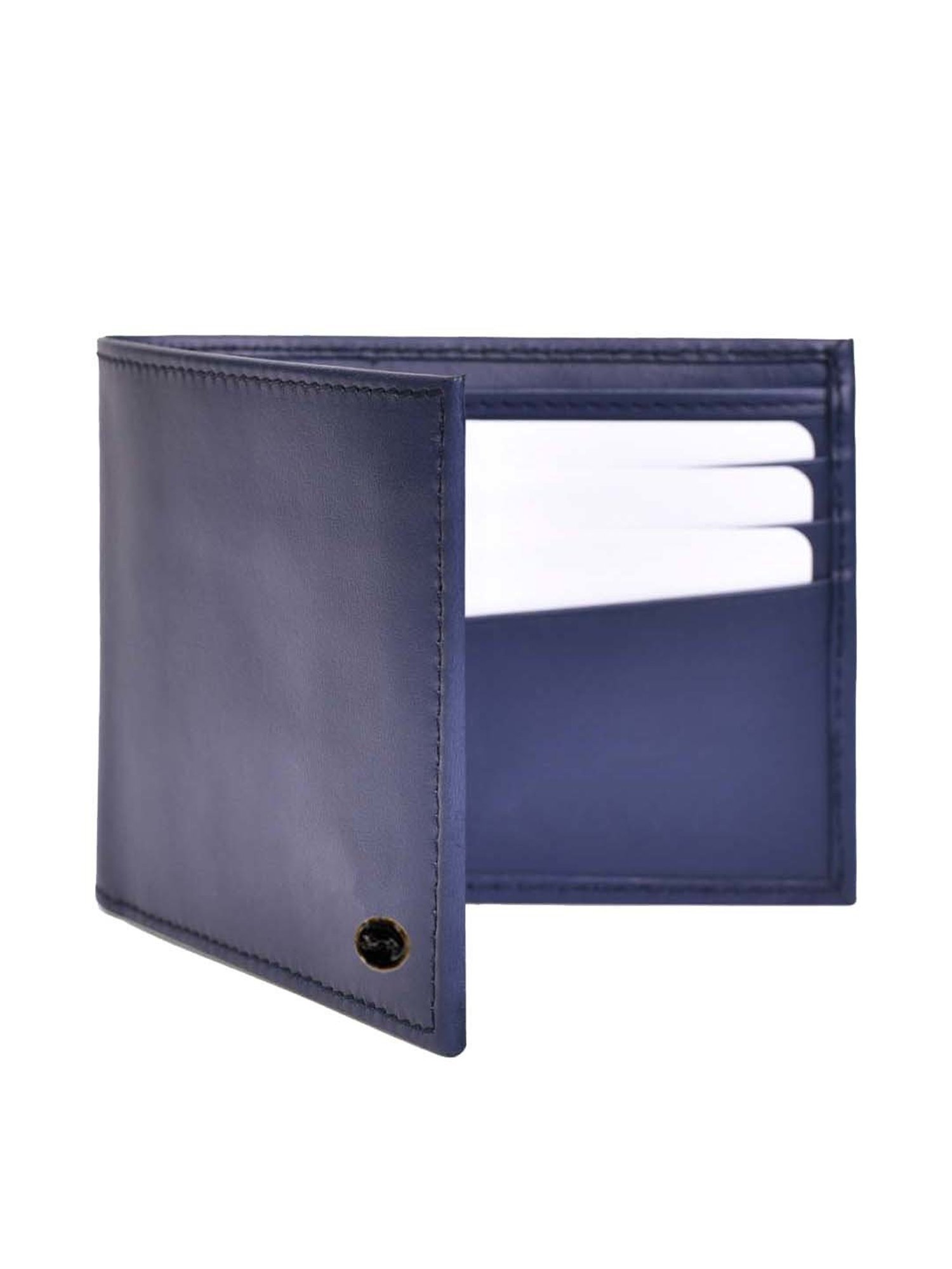 BELWABA Blue Casual Leather Bi-Fold Wallet for Men