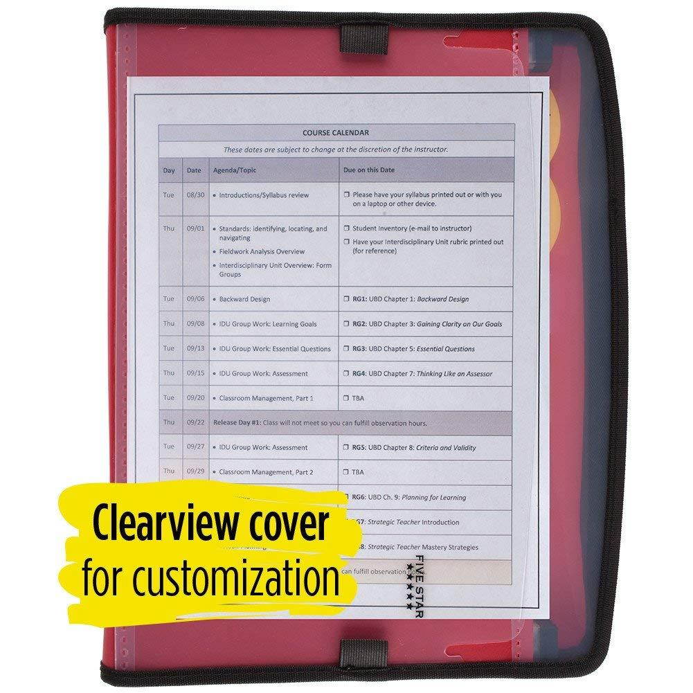 Five Star Expanding File, 7-Pocket Expandable Folder, Zipper Closure, Customizable, Red (72705)