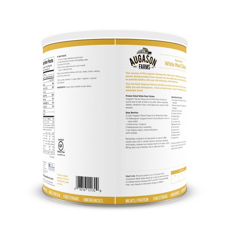 Augason Farms Freeze Dried Chicken Breast Chunks Emergency Food - 16oz