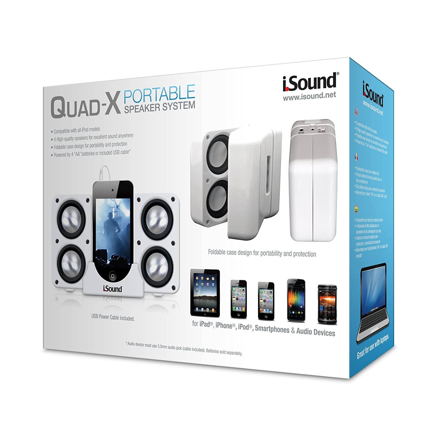 iSound Quad-X Portable Speaker System (White)