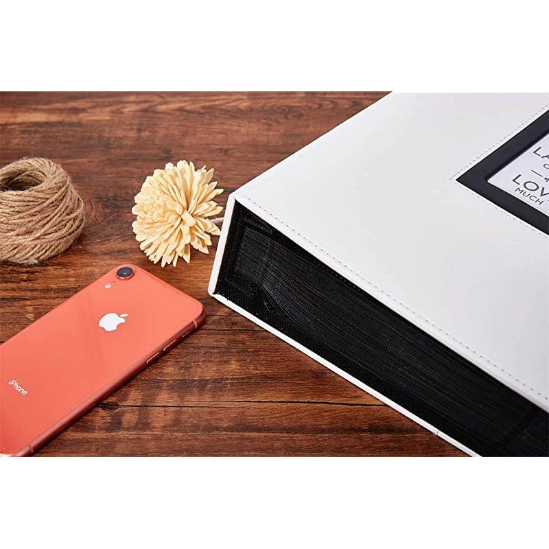 Photo Album 4x6 800 Photos, Large Capacity Wedding Family Leather Cover Picture Albums Holds Horizontal and Vertical 4x6 Photos with Black Pages White