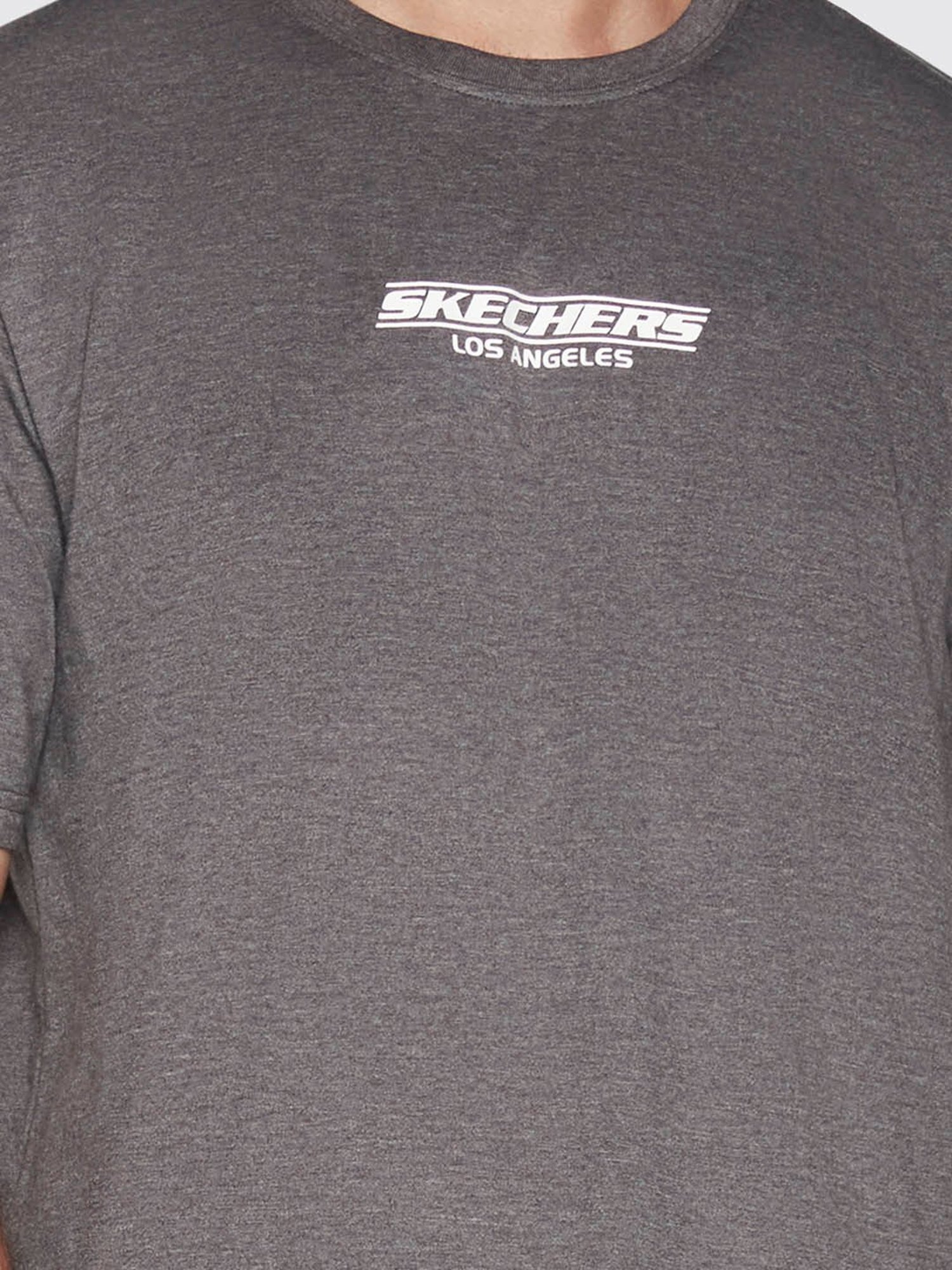Skechers Dark Grey Relaxed Fit Printed Crew T-Shirt