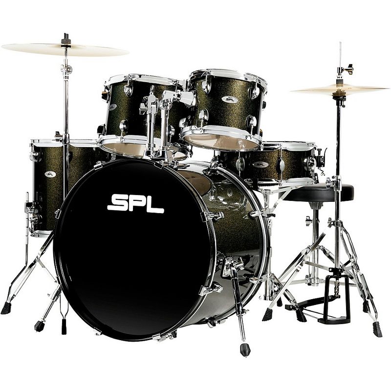 Sound Percussion Labs UNITY II 5-Piece Complete Drum Set With Hardware, Cymbals and Throne Black Onyx Glitter