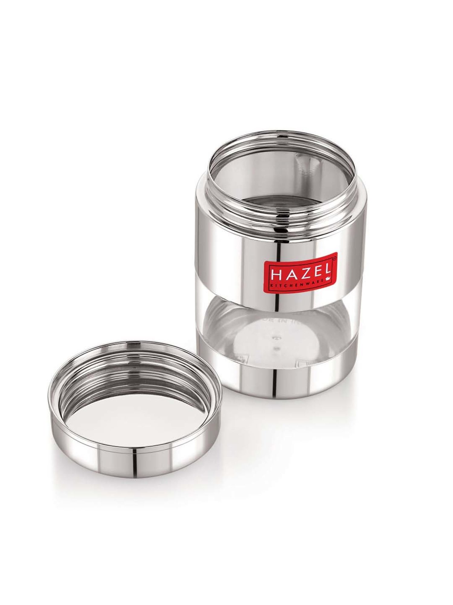 HAZEL Silver & transparent Stainless Steel Mukhwas Container (0.3 L)