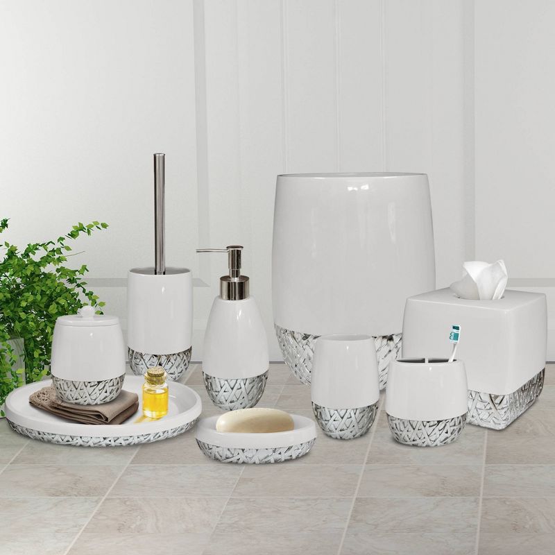 9pc Bali Resin Bath Accessory Set for Vanity Counter Tops White - Nu Steel