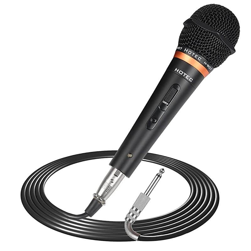 Premium Vocal Dynamic Handheld Microphone with 19ft Detachable XLR Cable and ON/Off Switch (Metal Black) (H-W07)