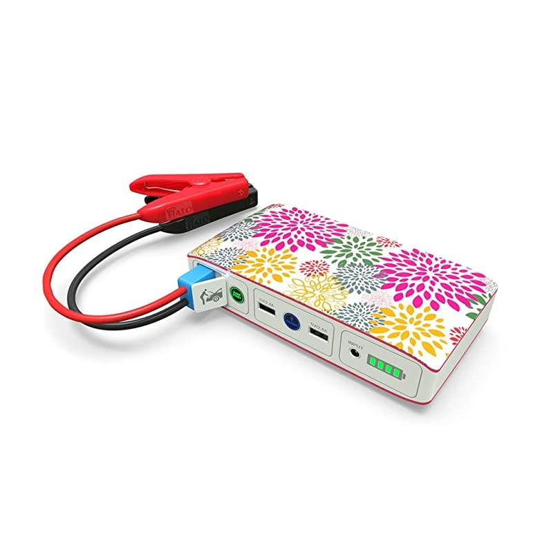 Bolt Portable Car Jump Starter 57720 MWH Car Battery Jump Starter with 2 USB Ports To Charge Devices Portable Car Charger Pink Floral