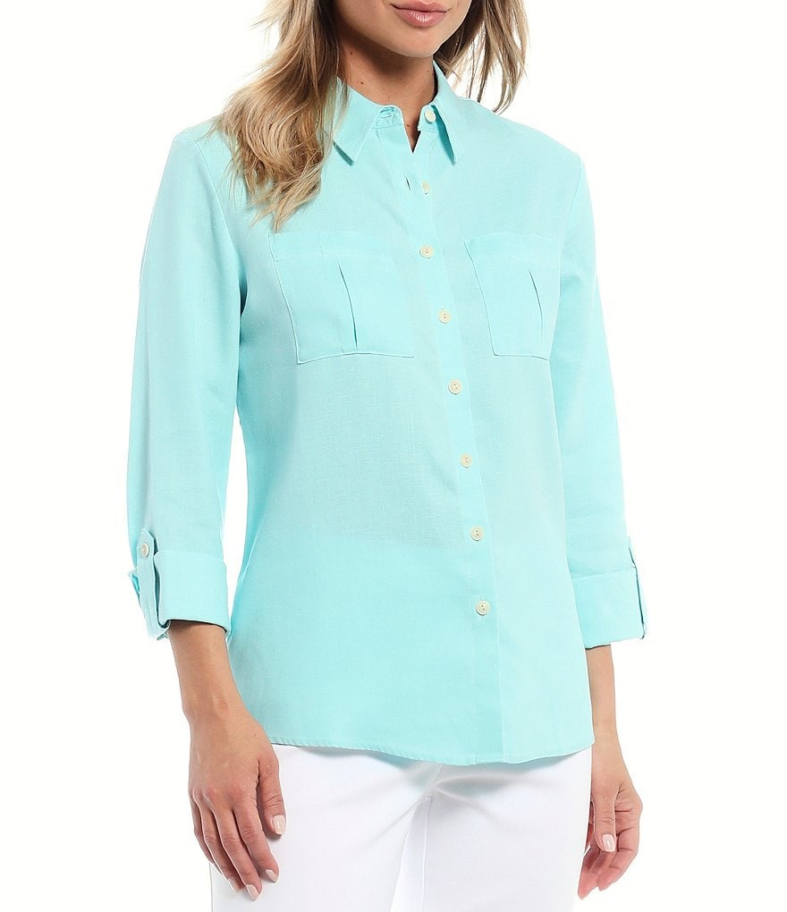Investments Petites Hannah Gold Label Non-Iron Hemp Relaxed Shirt