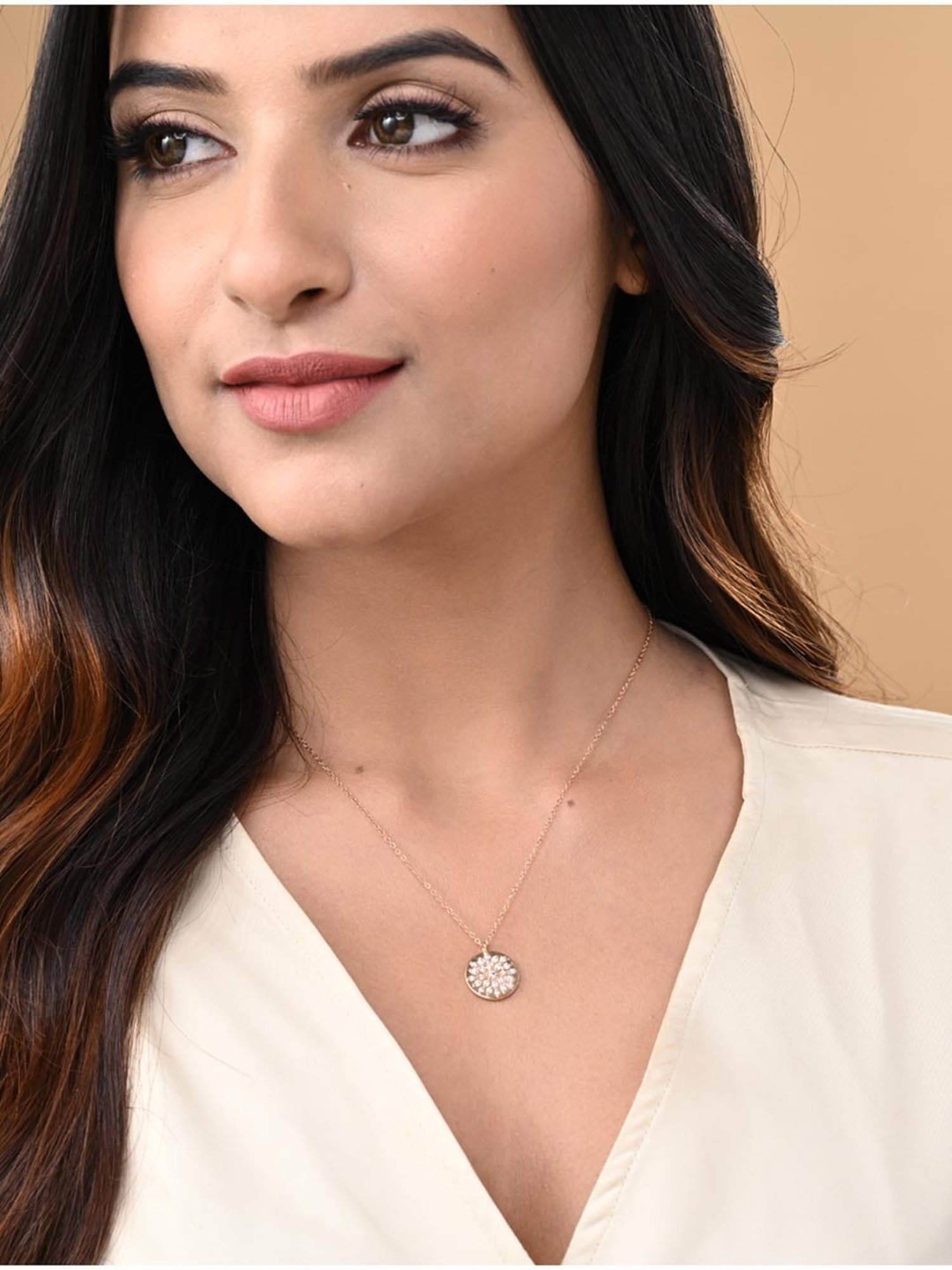 Silvermist 925 Sterling Silver Golden Burst Chain Pendant for Women & Girls