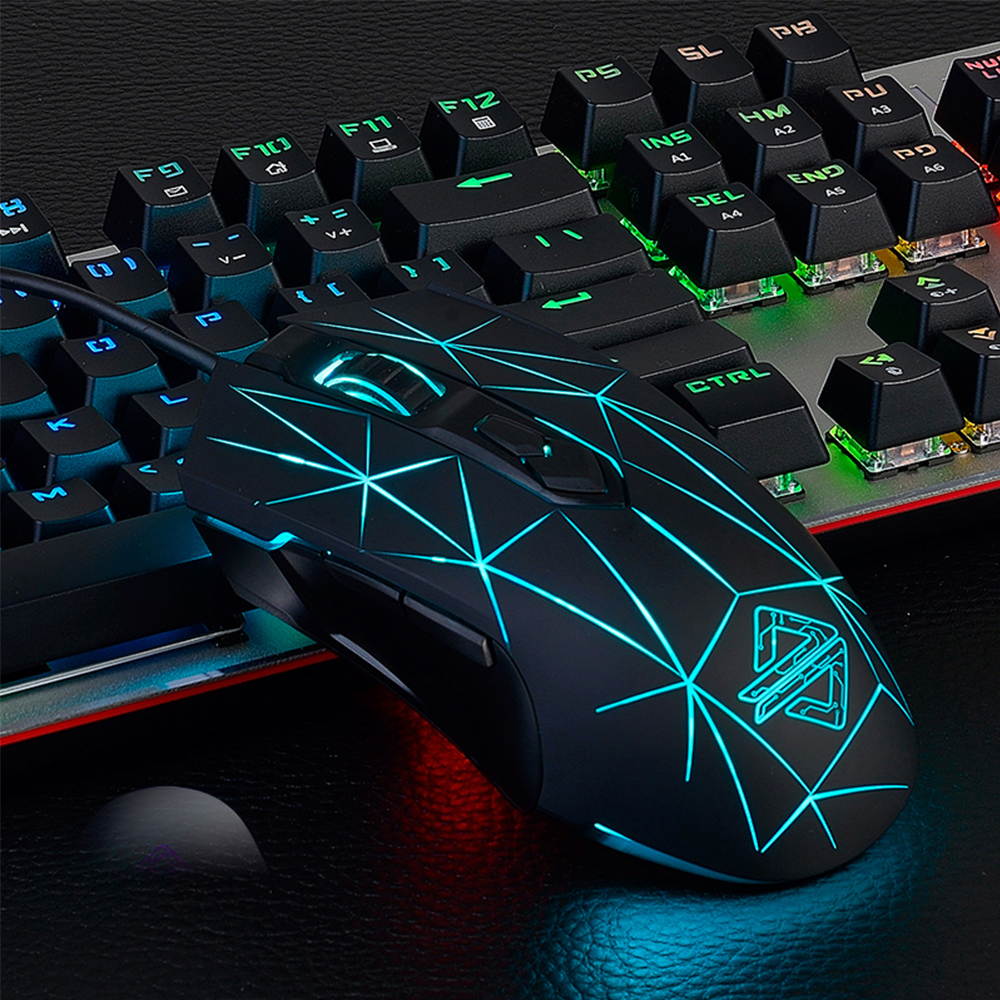 UrChoiceLtd&reg;USB Wired Mouse RGB Optical Ergonomics 7-Key 2400DPI Crack Athletics Gaming Mouse Laptop PC Computer Mouse