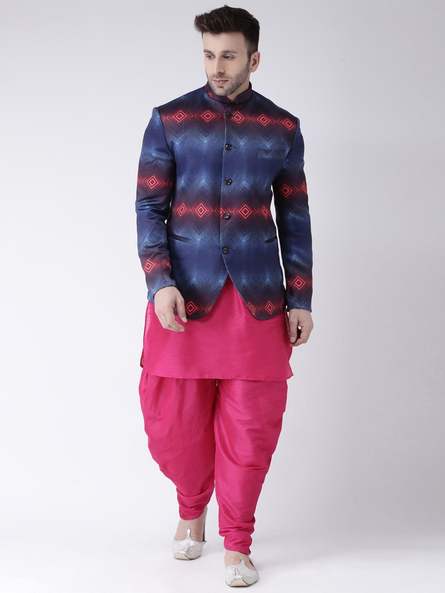 Hangup Plus Multicolor Regular Fit Printed Reversible Ethnic Blazer