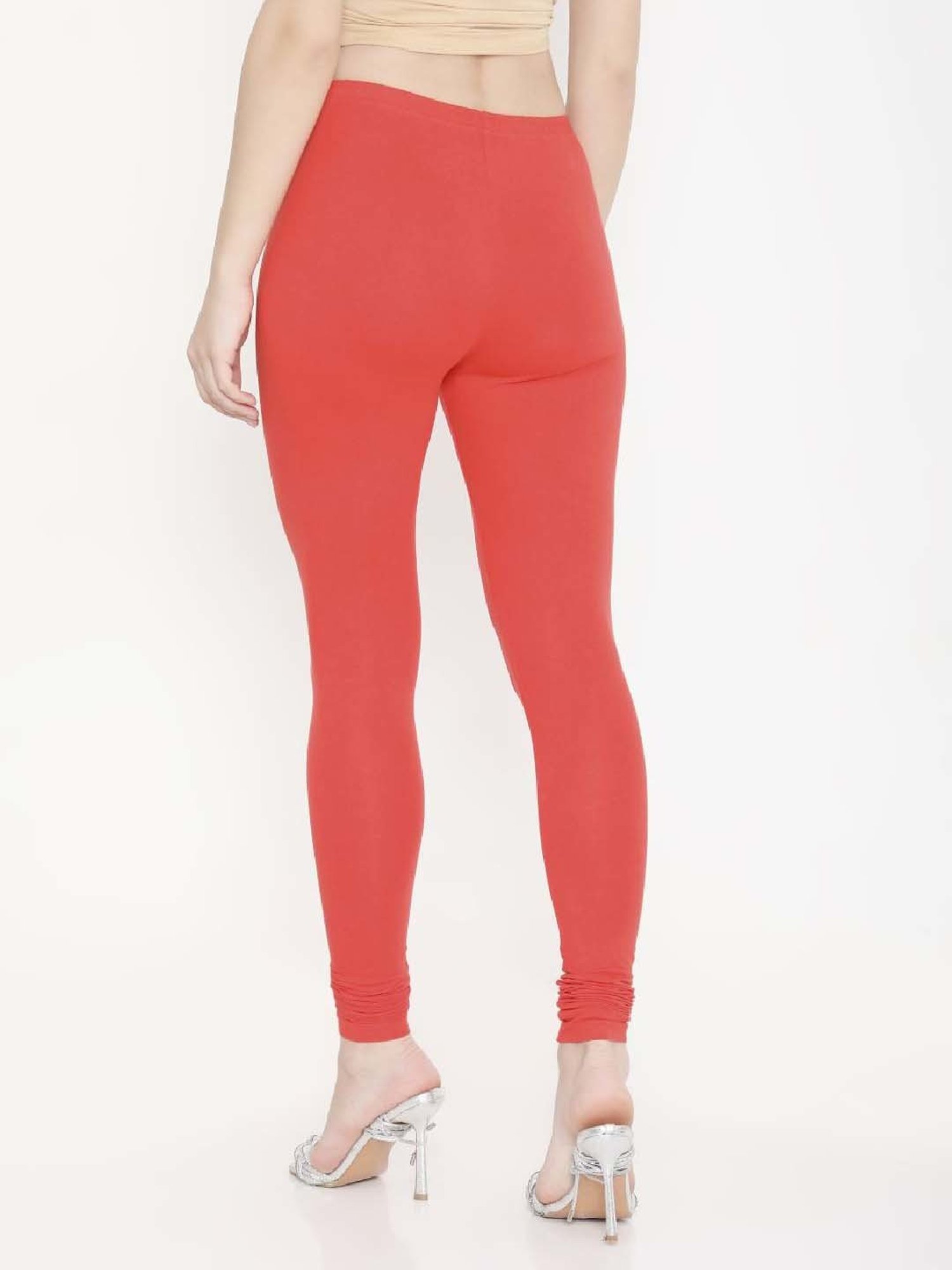 FEELINGS Orange Plain Churidar Leggings