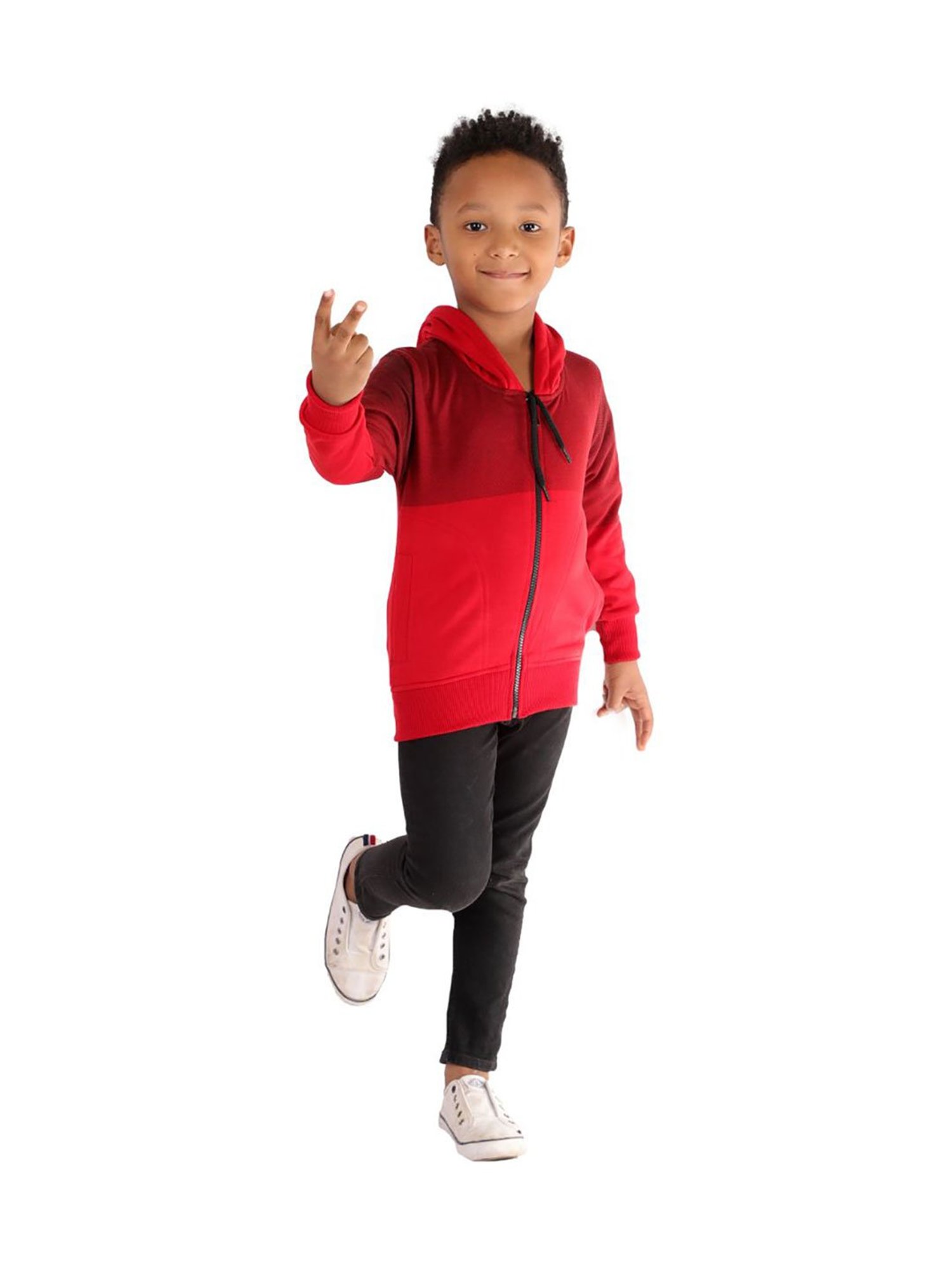 Ahhaaaa Kids Red Solid Hoodie