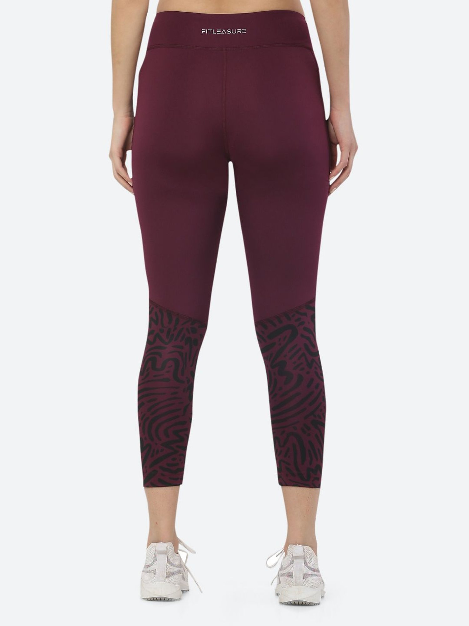 Fitleasure Maroon Animal Print Tights