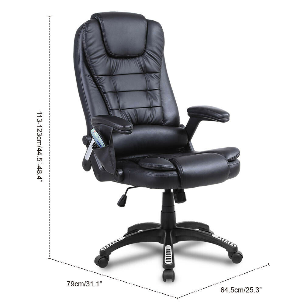 Upgrade 6 Point Massage Chair Office Executive Ergonomic Leather Vibrating Heat
