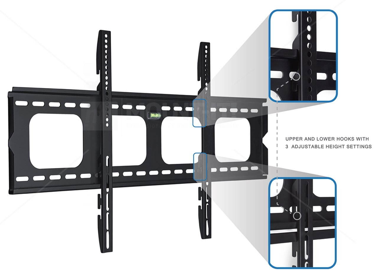 TV Wall Mount Bracket Premium Low-Profile Fixed for 42-70 inch LCD, LED, 4K or Plasma Flat Screen TVs - Super-strength Load Capacity 220 lbs, TV Stays 1 inch from the Wall, Max VESA 800x400