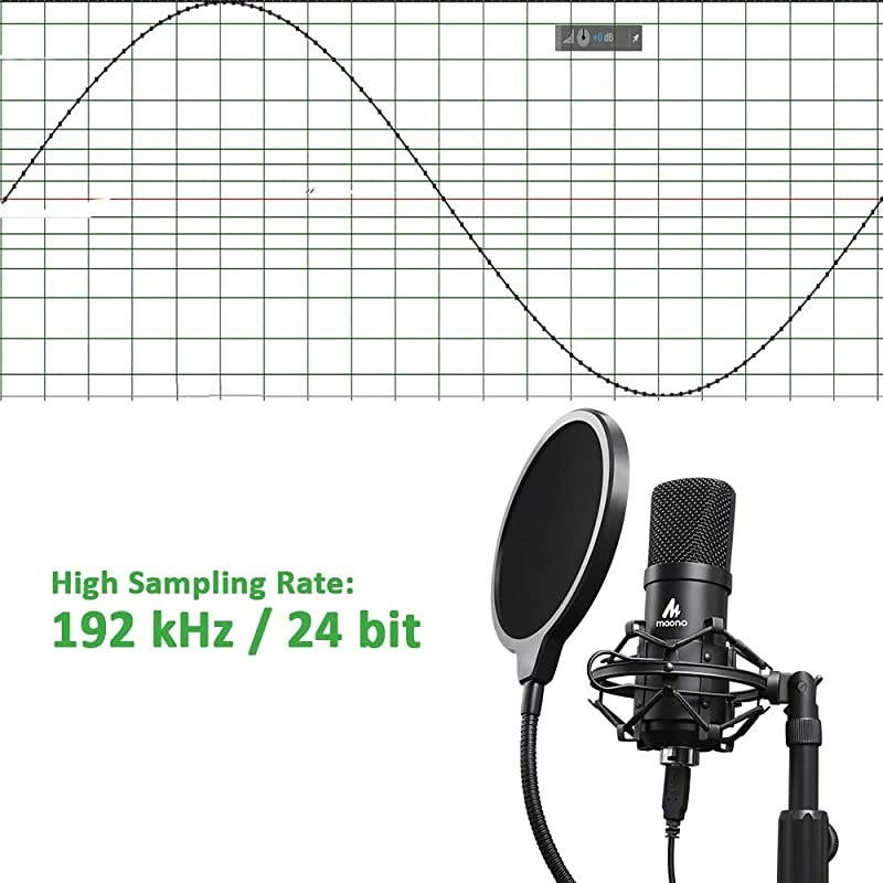 USB Microphone Kit 192KHZ/24BIT with Aluminum Organizer Storage Case  AU-A04TC PC Condenser Podcast Streaming Cardioid Mic Plug & Play for Computer, YouTube, Gaming Recording