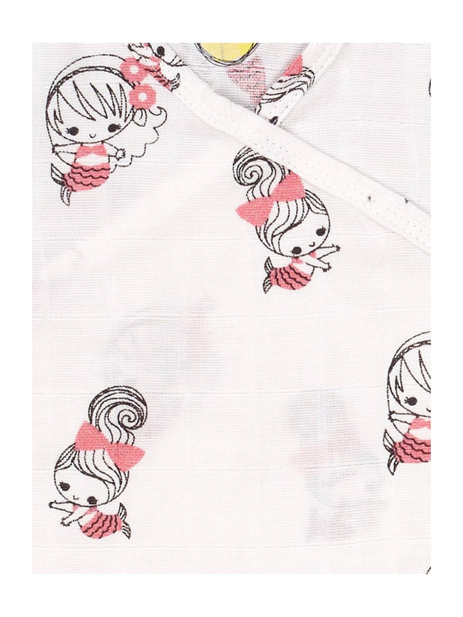 Pranava Kids White & Coral Cotton Mermaid AOP Muslin Printed Zabla Langot Set
