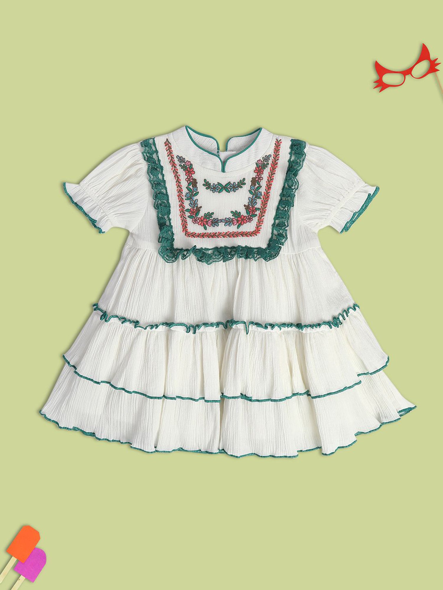 MINIKLUB Kids White Embroidered Dress