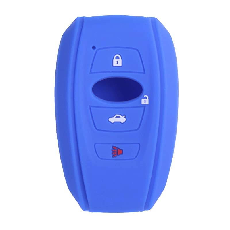 2Pcs  Sillicone key fob Skin key Cover Remote Case Protector Shell for 2016 2017 Subaru Forester Sti 2017 Outback 20142017 BRZ 2015 2016 XV Crosstrek Impreza 2016 WRX smart remote red blue
