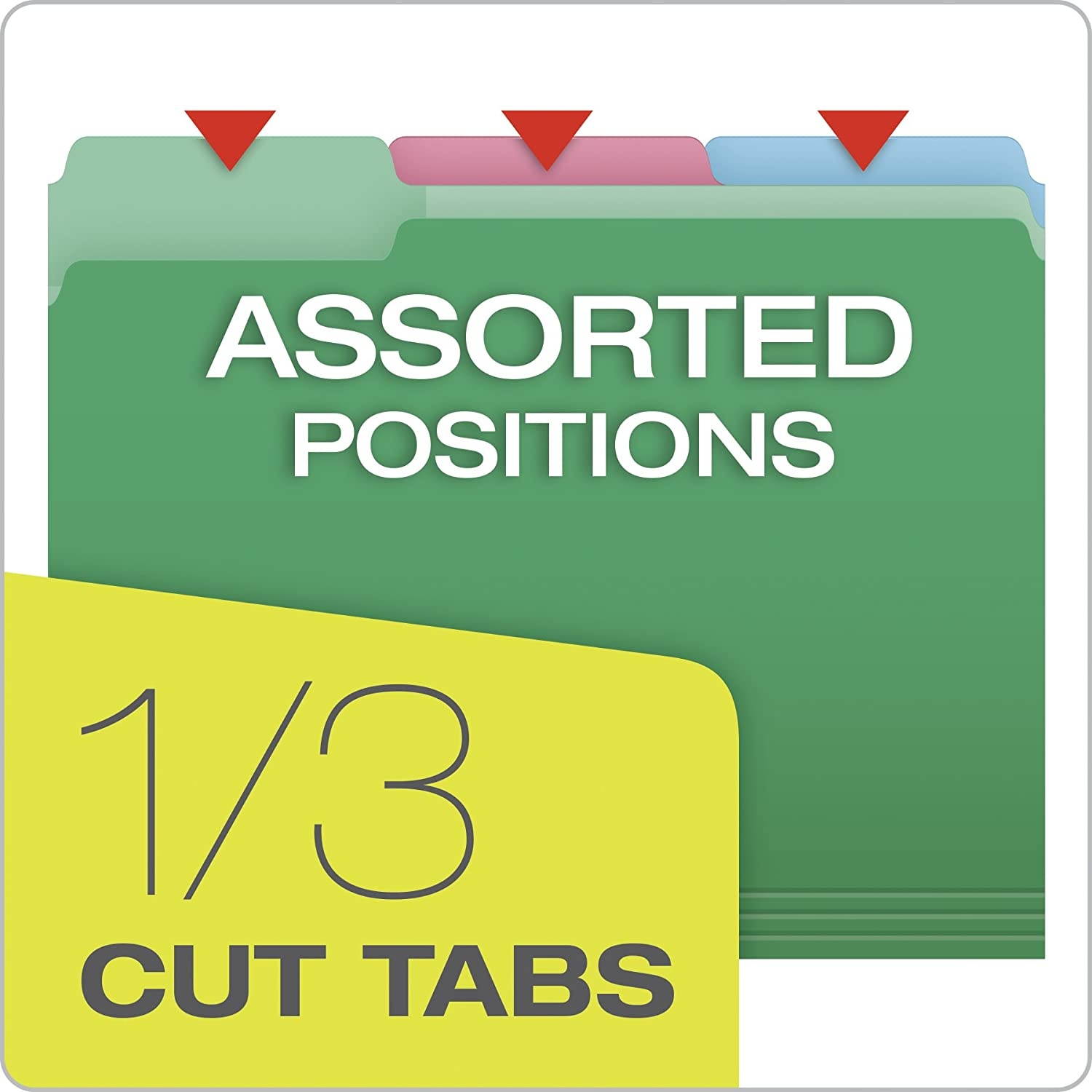 Pendaflex 84370 File Folders with Erasable Tabs, 1/3 Cut Top Tab, Letter, Assorted (Pack of 30)