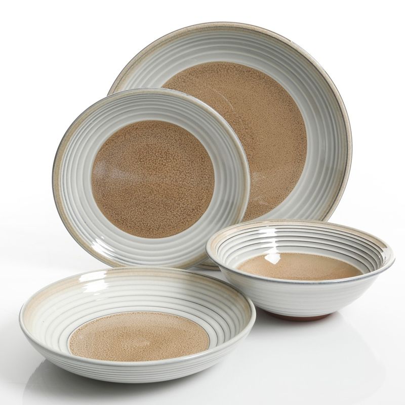 Vremi 16 Piece Multicolor Porcelain Dinnerware Set with 4 Dinner Plates, 4 Dessert Plates, 4 Salad/Soup Bowls, & 4 Coffee/Tea Mugs