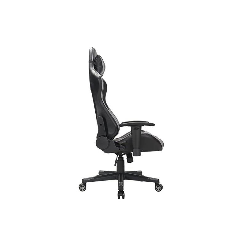 Back PU Leather Swivel Gaming Chair with Adjustable Lumbar Support Headrest Footrest Video Game Chair Racing Office Chair (Bule)