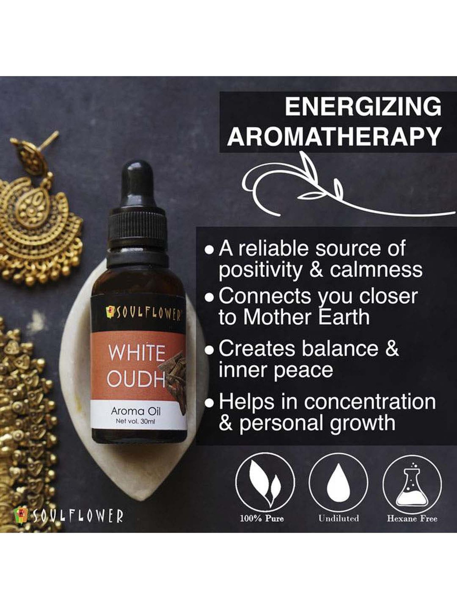 Soulflower White Oudh Aroma Oil (30 ml) - Set of 1