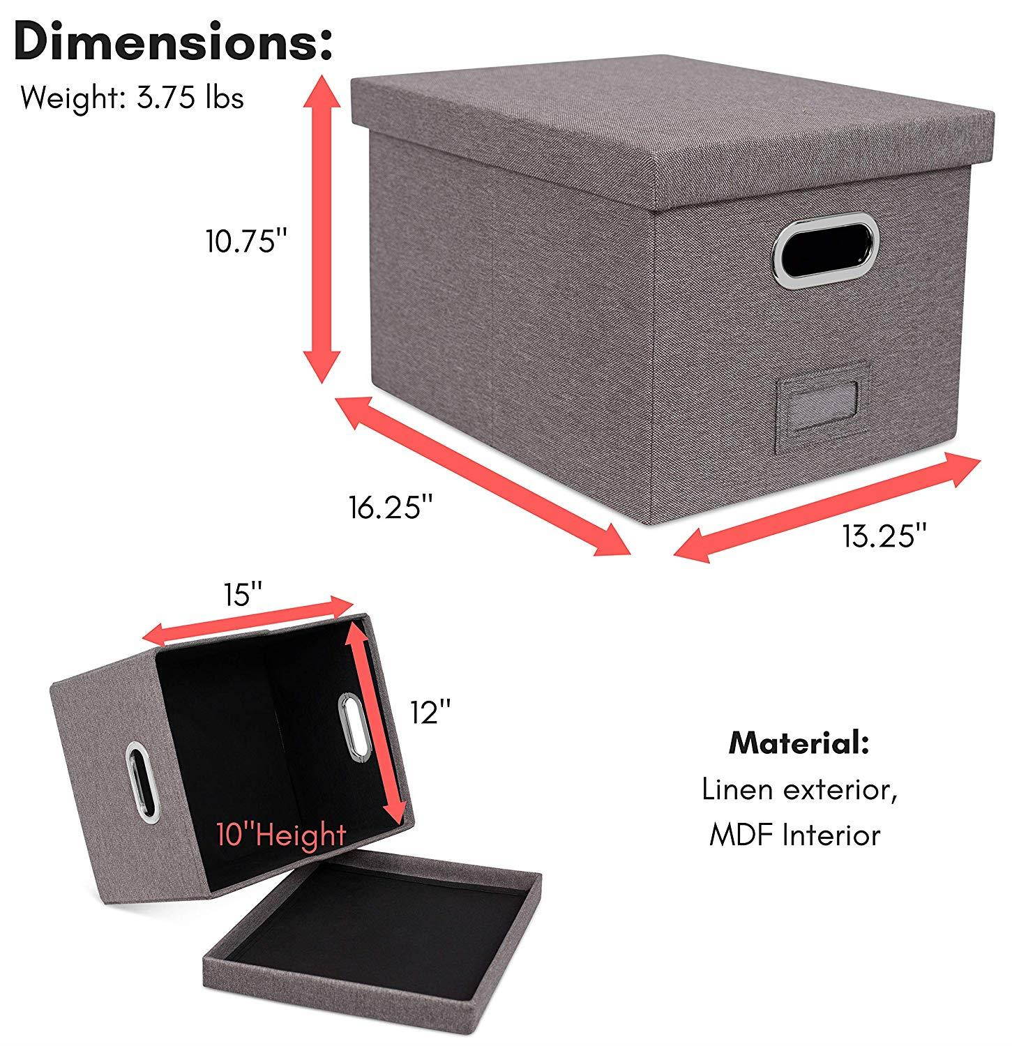 Internet's Best Collapsible File Storage Organizer | Decorative Linen Filing & Storage Office Box | Letter/Legal | Charcoal | 1 Pack