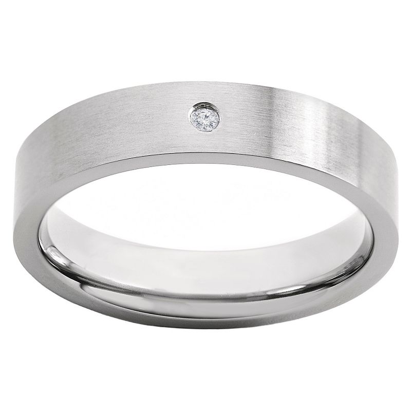Men's Crucible 0.02 CT. T.W. Round Cut Diamond Stud Bezel Set Ring in Titanium (H-I-SI2)