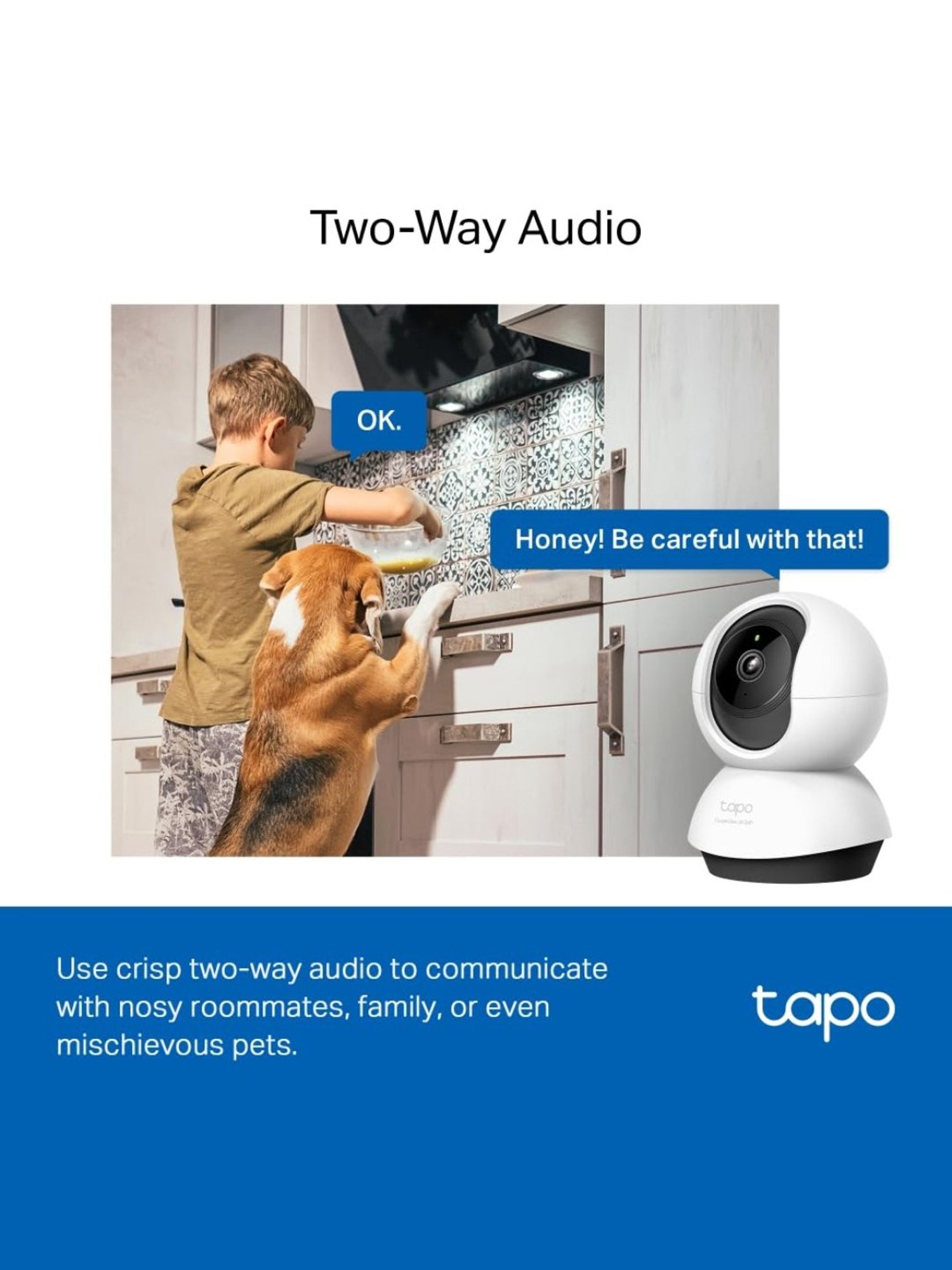 TP-LINK Tapo C220 Pan, Tilt Smart AI 2K 4MP QHD 1440p Home Security Wi-Fi Camera (White)