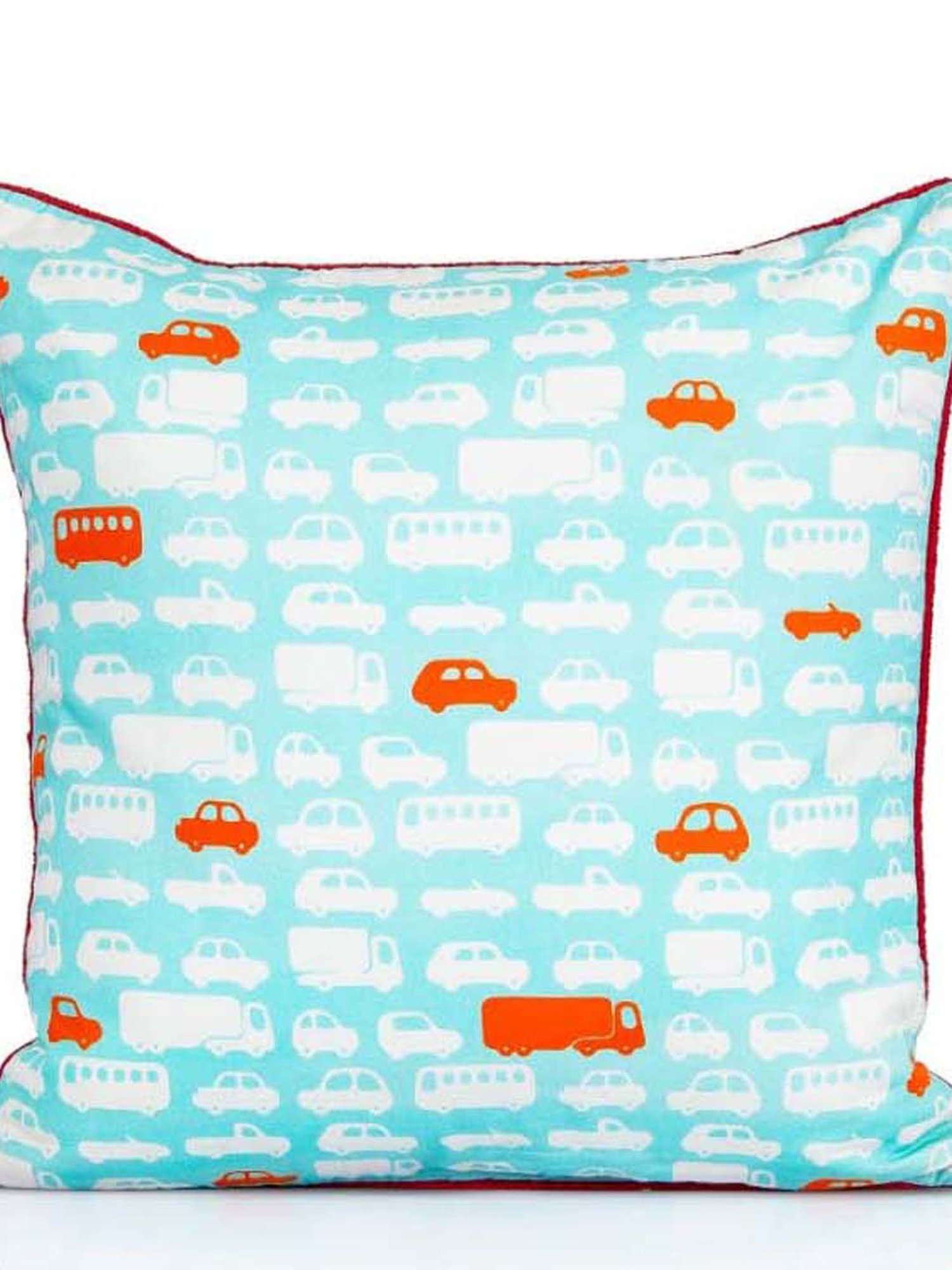 Home4U Taxi Blue Cotton Satin Cushion Cover - Set of 1