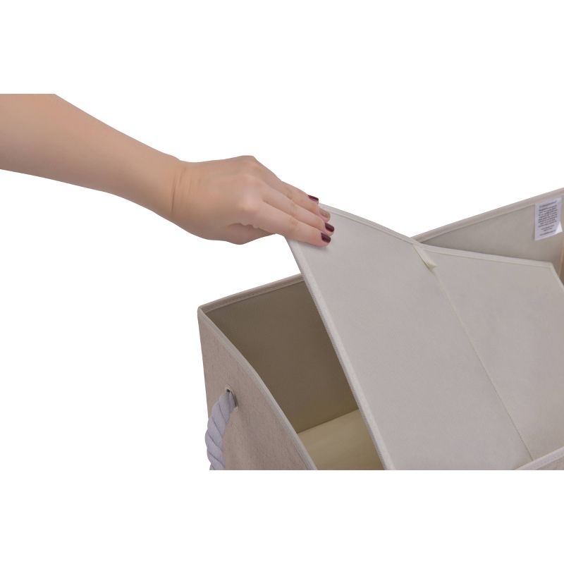StorageWorks Set of 2 30L Fabric Storage Bins with Cotton Rope Handles and Low Front Wall Beige