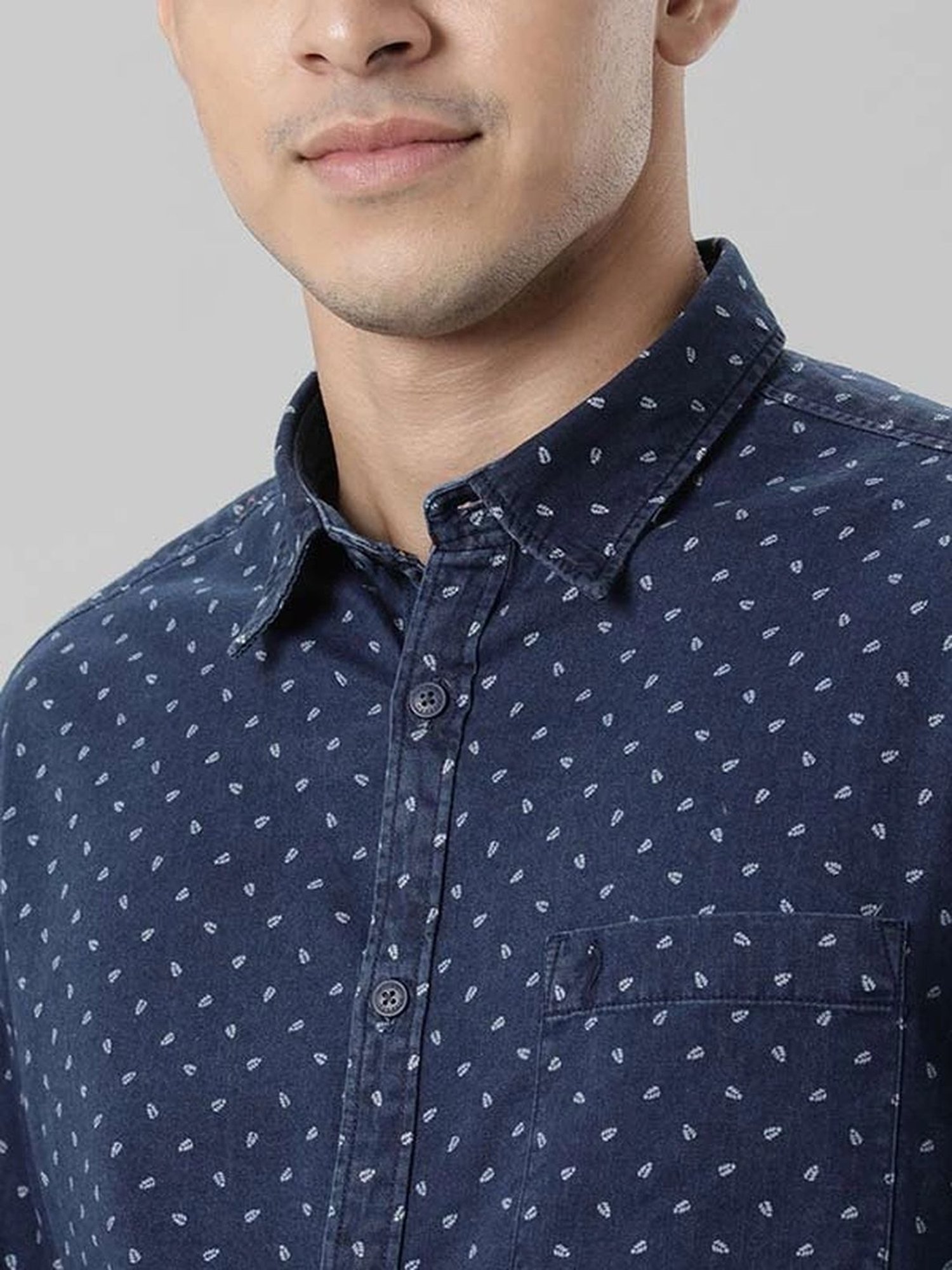 Indian Terrain Indigo Slim Fit Printed Shirt